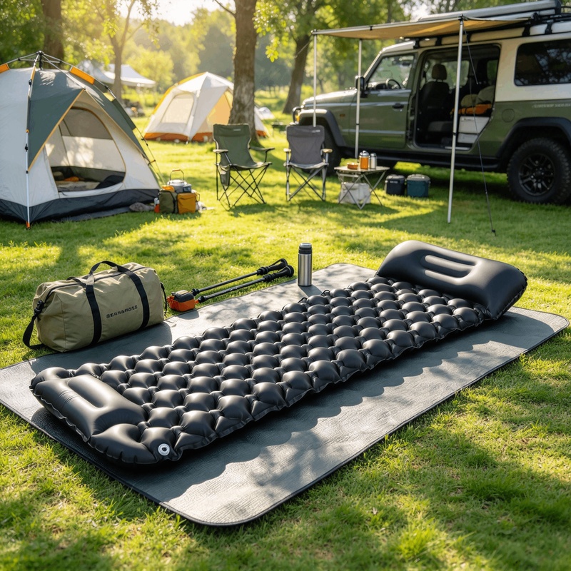Camping Air Mattress Built In Pump - Camping Inflatable Sleeping Mat, Waterproof Air