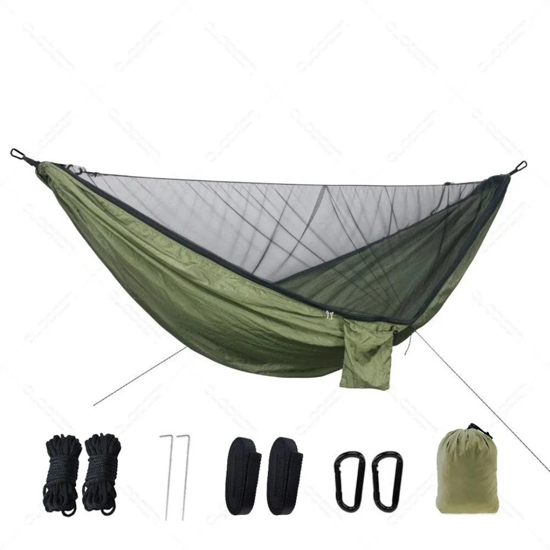 Double Hammock Portable Parachute Nylon - Portable Double Hammock with Mosquito Net