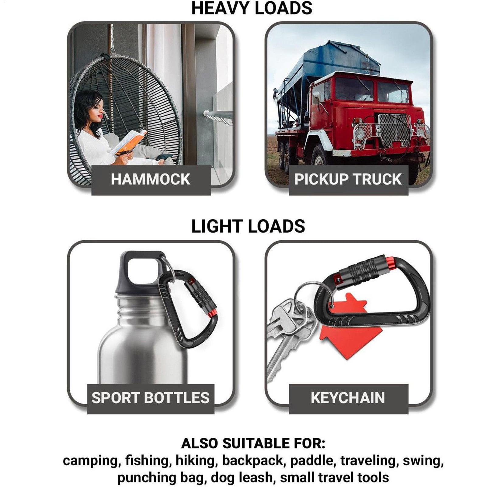 Carabiners Aluminum 12Kn Heavy Duty - Carabiner Clip 12KN Load-Bearing Aluminum Alloy