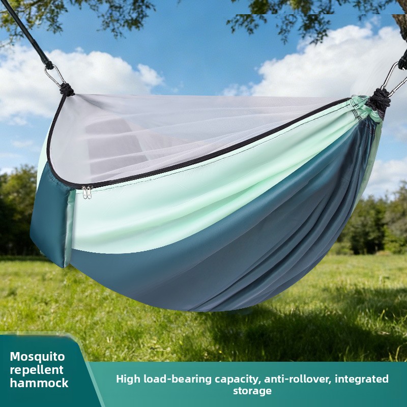 Double Hammock Portable Parachute Nylon - Portable Double-color Outdoor Mosquito-proof Hammock, Parachute