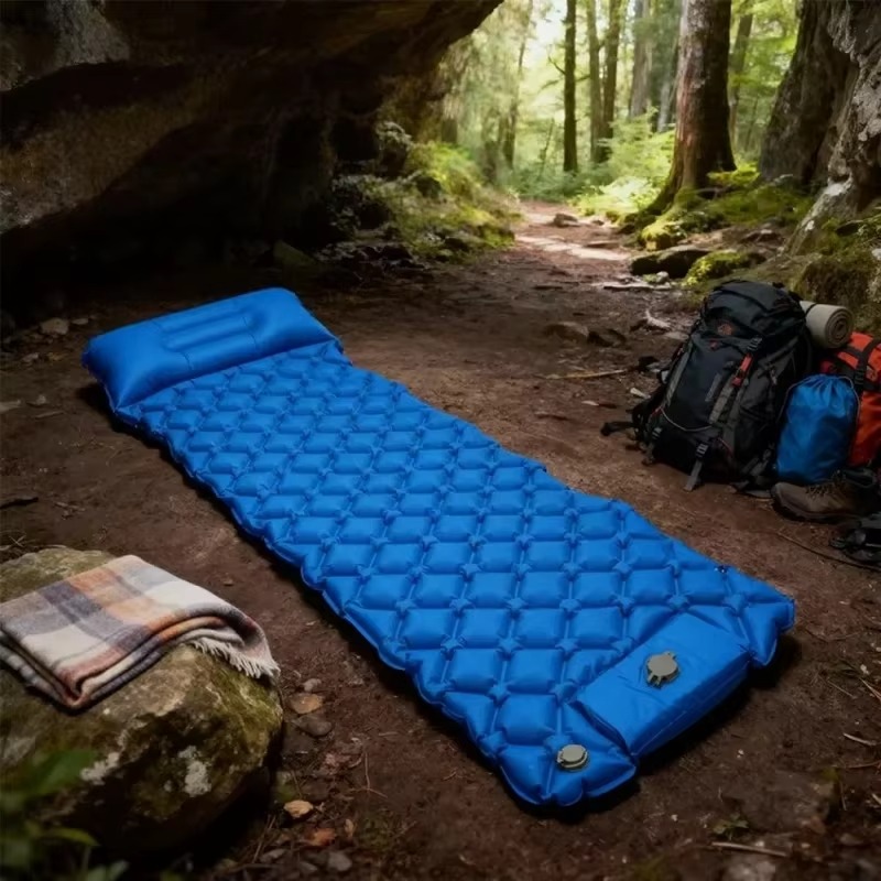 Camping Air Mattress Built In Pump - Outdoor Self-Inflating Pump Air Mattress, Single