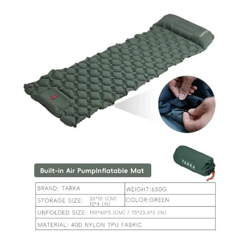 Inflatable Camping Sleeping Pad Pillow - Inflatable Camping Mats Air Mattress With