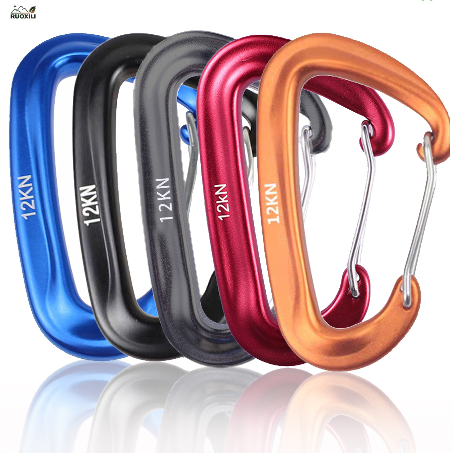 Carabiners Aluminum 12Kn Heavy Duty - 2/5Pcs D-Shaped Hiking Buckle,12KN Lightweight Heavy