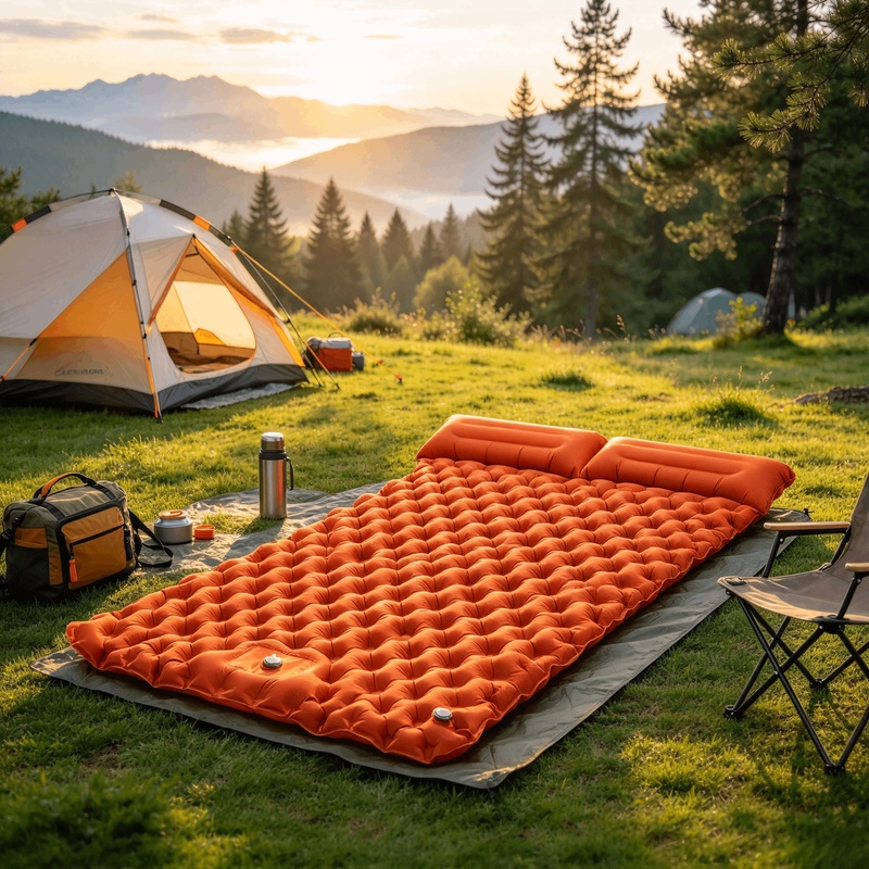 Camping Air Mattress Built In Pump - Waterproof Foldable Camping Sleeping Pad, Ultralight