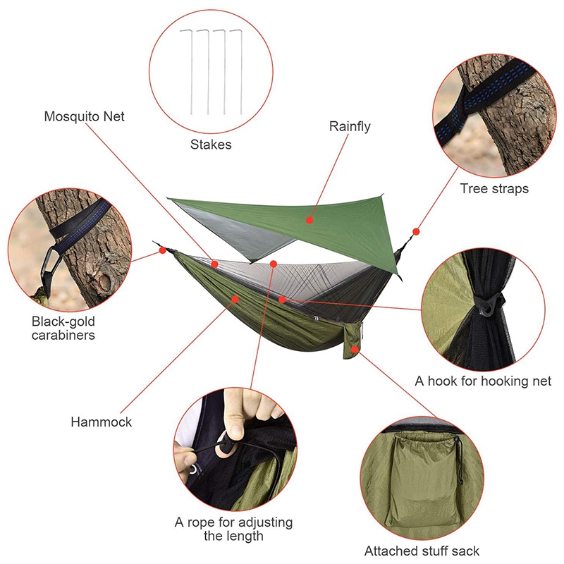 RMWIN-Camping Hammock With Rai - Camping Hammock With Mosquito Net Rainfly recension och pris