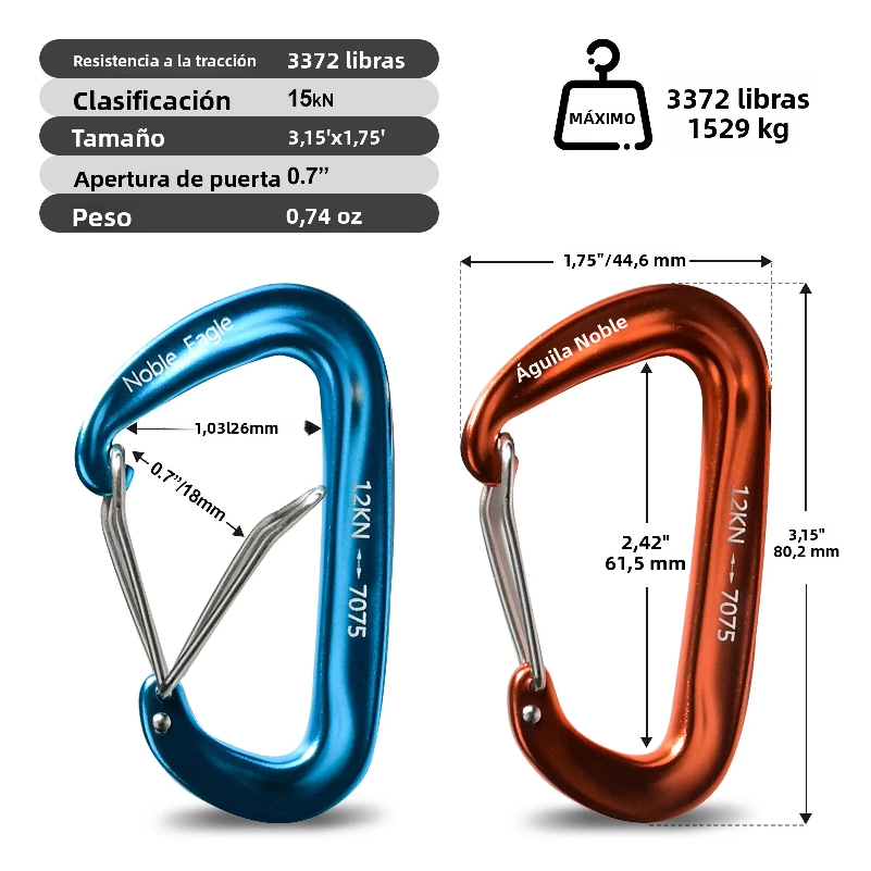 6Pcs 12kn Carabiner Set D Ring - Carabiners Aluminum 12Kn Heavy Duty recension och pris