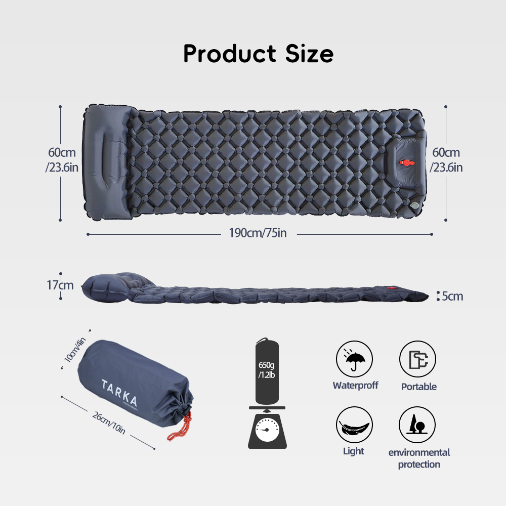 TARKA Inflatable Camping Mats  - Inflatable Camping Sleeping Pad Pillow recension och pris