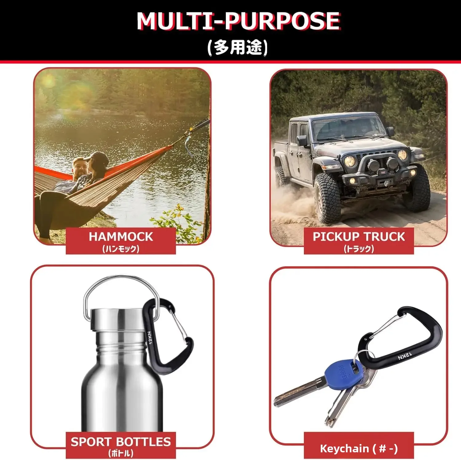 4PCS 12kN Carabiners Set D-typ - Carabiners Aluminum 12Kn Heavy Duty recension och pris