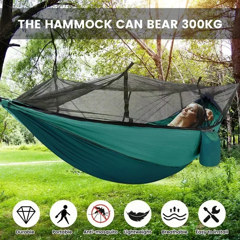 Camping Hammock with Net, Ligh - Double Hammock Portable Parachute Nylon recension och pris