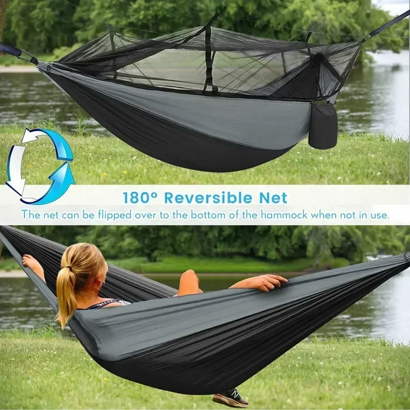 Camping Hammock with Net, Ligh - Double Hammock Portable Parachute Nylon recension och pris