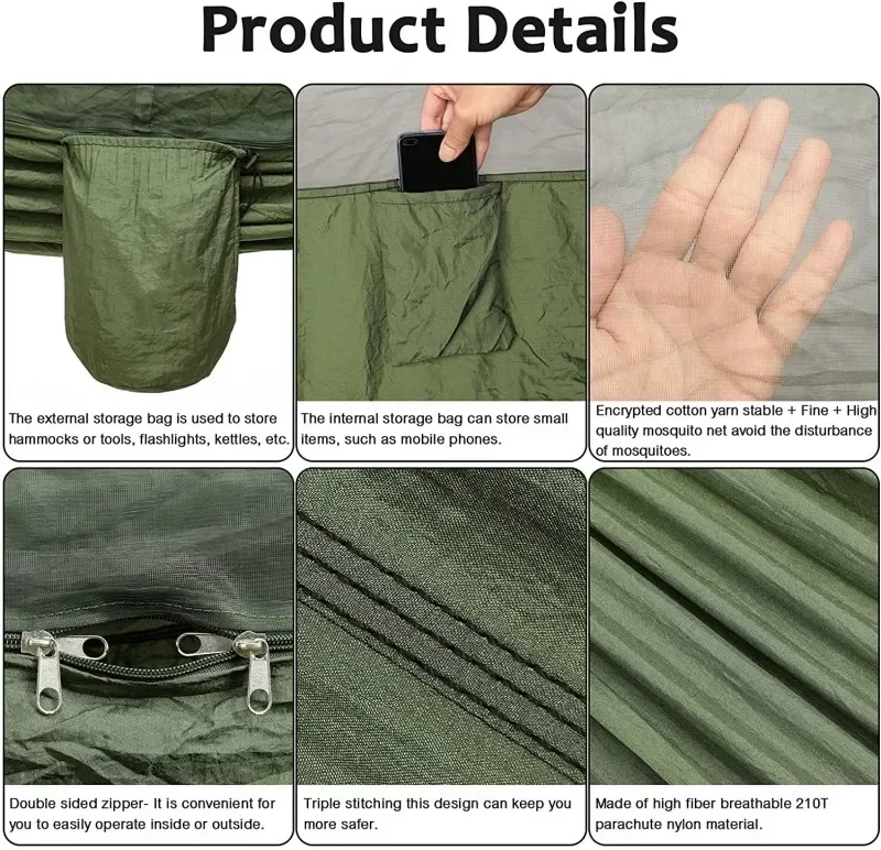 Camping Hammock with Net, Ligh - Double Hammock Portable Parachute Nylon recension och pris