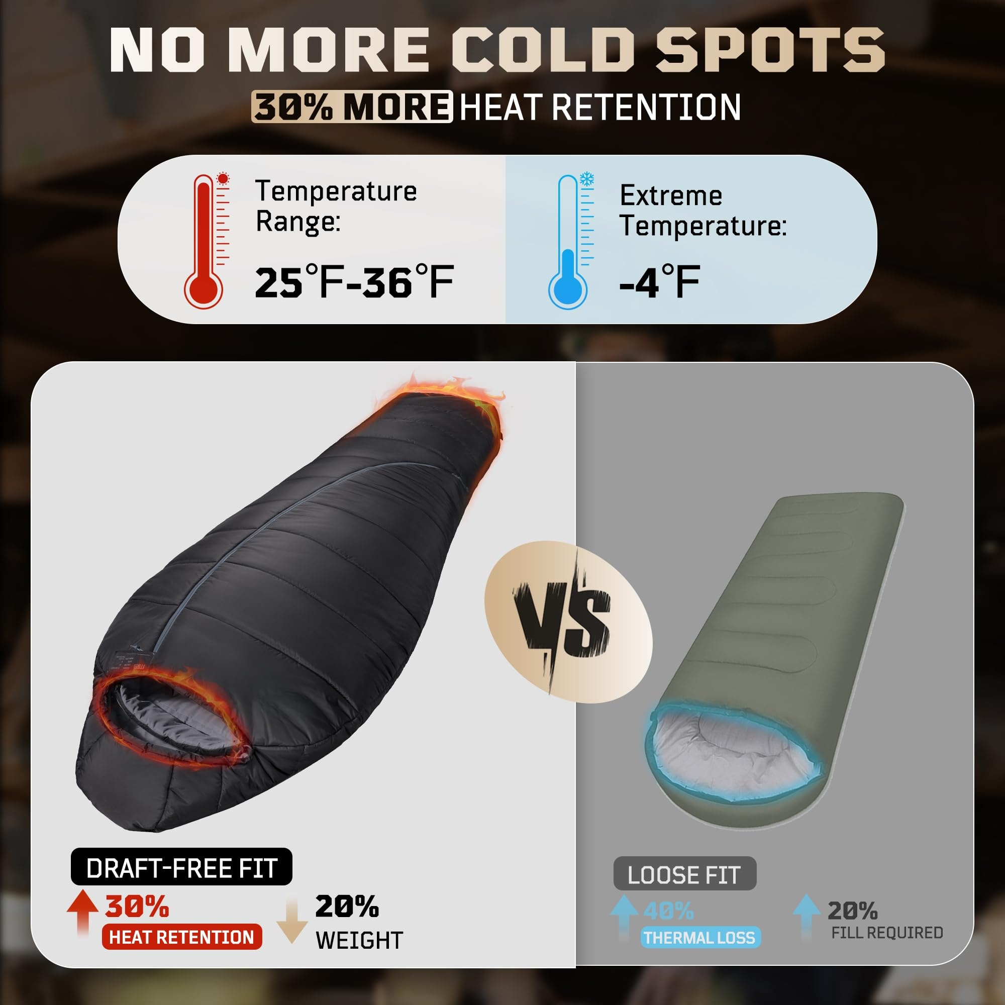 ！@Mummy-style Tactical Outdoor - Sleeping Bag 4 Season Down Winter recension och pris