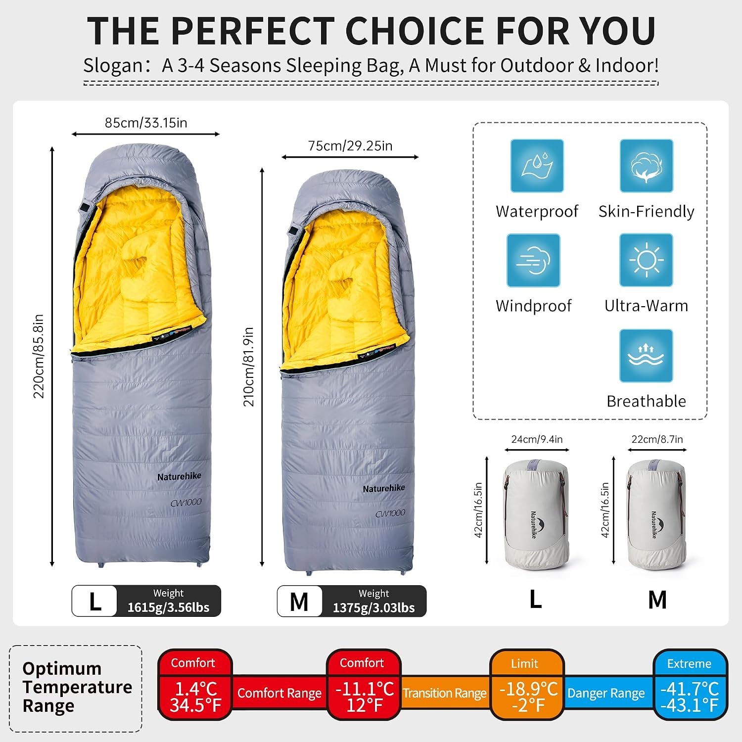 Naturehike CW400/CW700 Ultrali - Sleeping Bag 4 Season Down Winter recension och pris