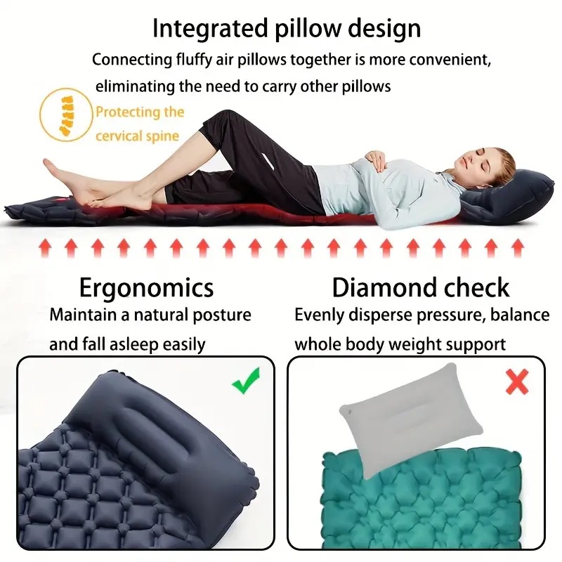 Outdoor Camping Sleeping Pad F - Inflatable Camping Sleeping Pad Pillow recension och pris