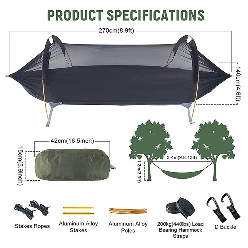 3-in-1 Tunnel Mosquito Net Ham - Camping Hammock With Mosquito Net Rainfly recension och pris