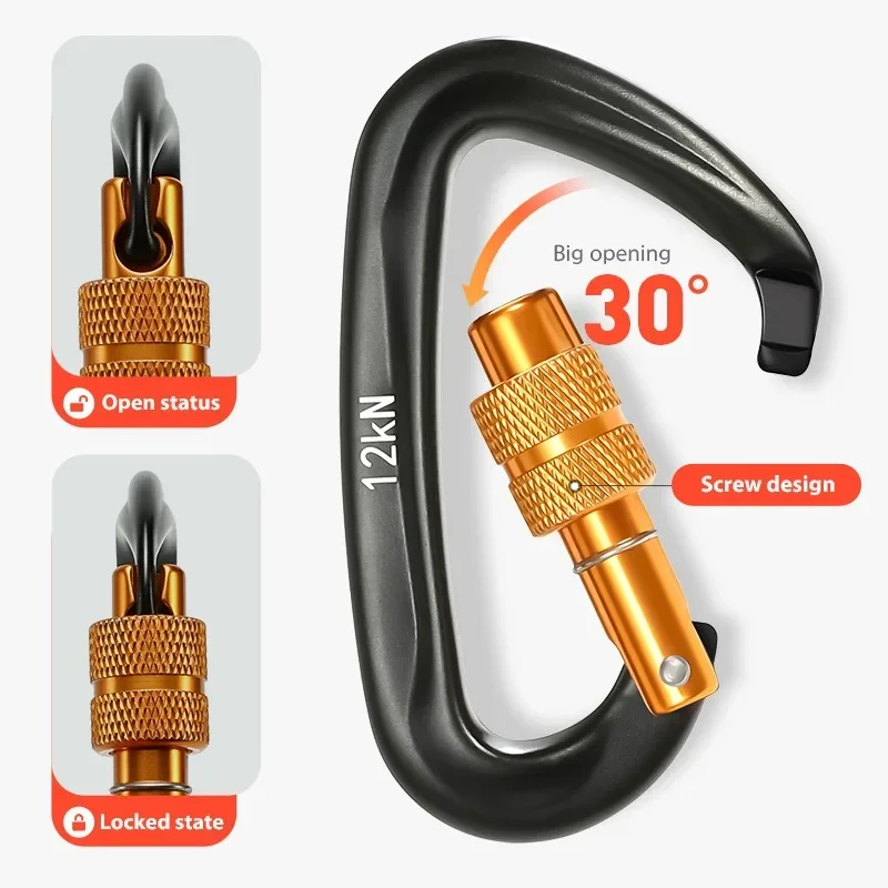 12KN D-Type Heavy Duty Screw L - Carabiners Aluminum 12Kn Heavy Duty recension och pris