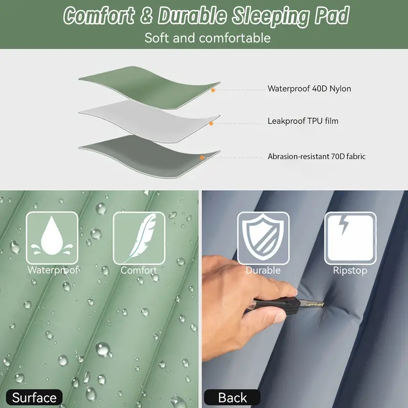 Outdoor Camping Sleeping Pad I - Inflatable Camping Sleeping Pad Pillow recension och pris
