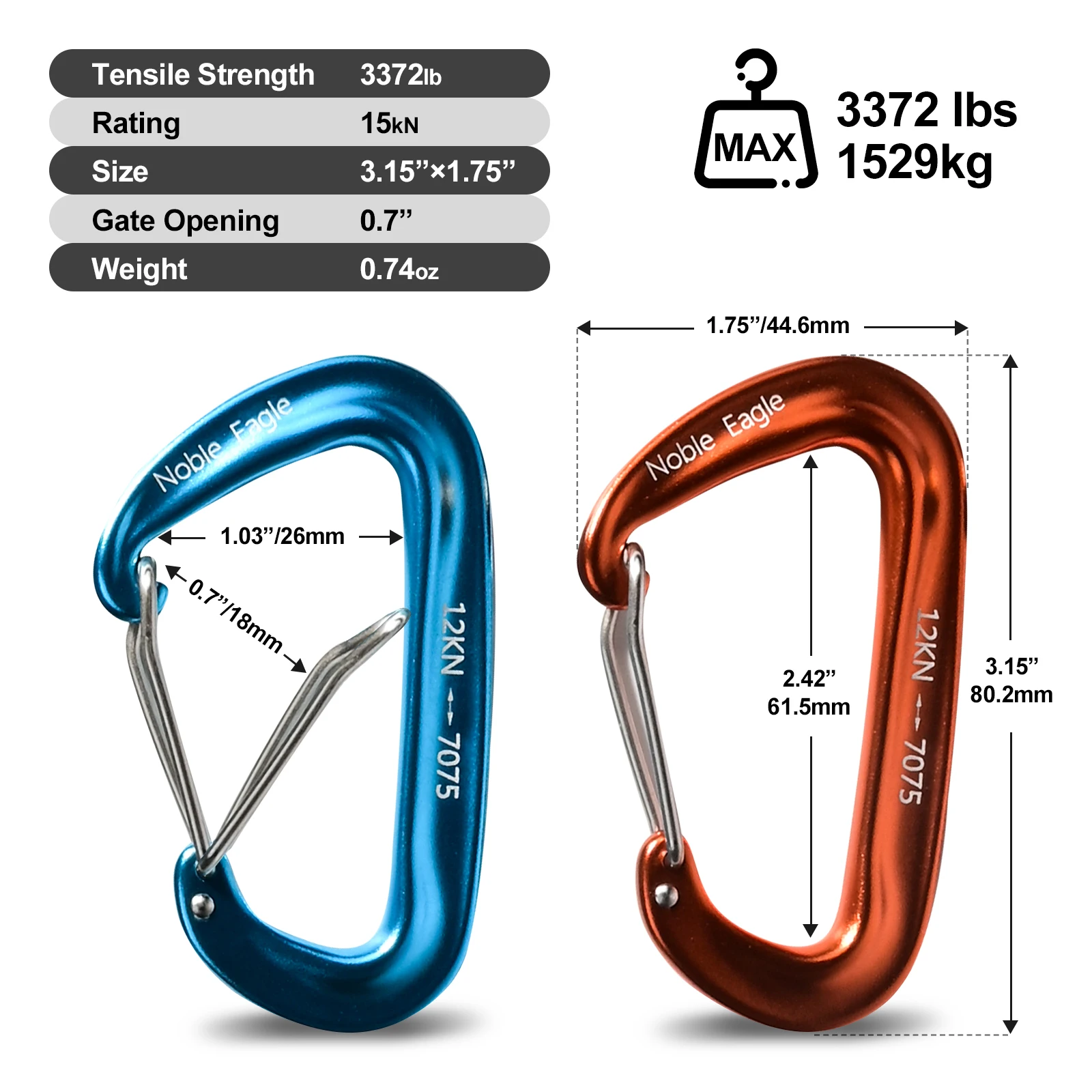 6PCS 12kN Aluminum D Ring Cara - Carabiners Aluminum 12Kn Heavy Duty recension och pris