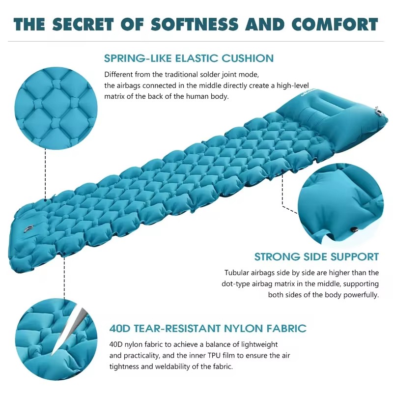 Portable Inflatable Air Mattre - Inflatable Camping Sleeping Pad Pillow recension och pris