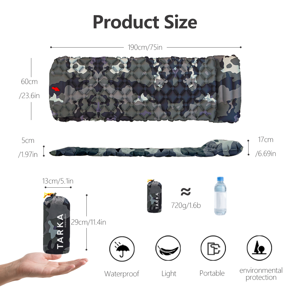 TARKA 1pcs Camping Inflatable  - Camping Air Mattress Built In Pump recension och pris