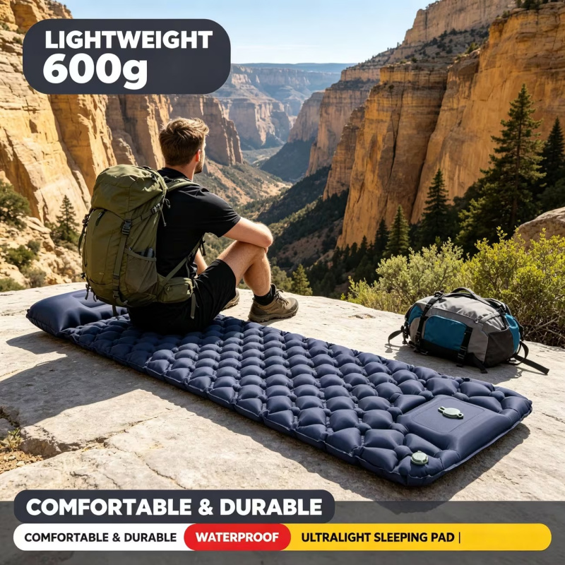 1Set Thicken Camping Mat Infla - Inflatable Camping Sleeping Pad Pillow recension och pris